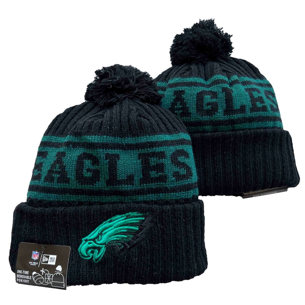 Philadelphia Eagles New Era NFL Beanie On Field Knit Cap w/ Removable Pom OSFA